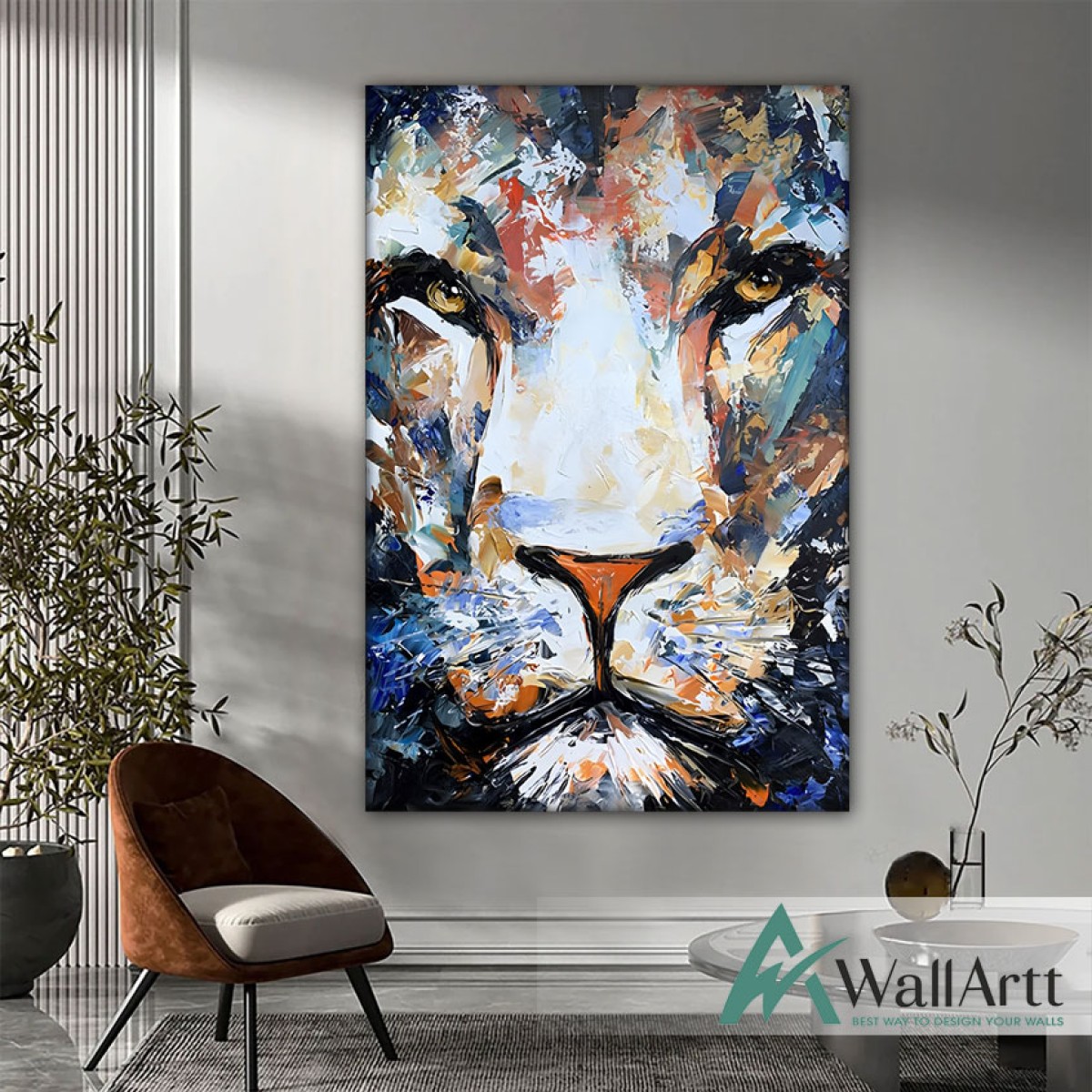 Tiger Face 3D Heavy Textured Partial Oil Painting
